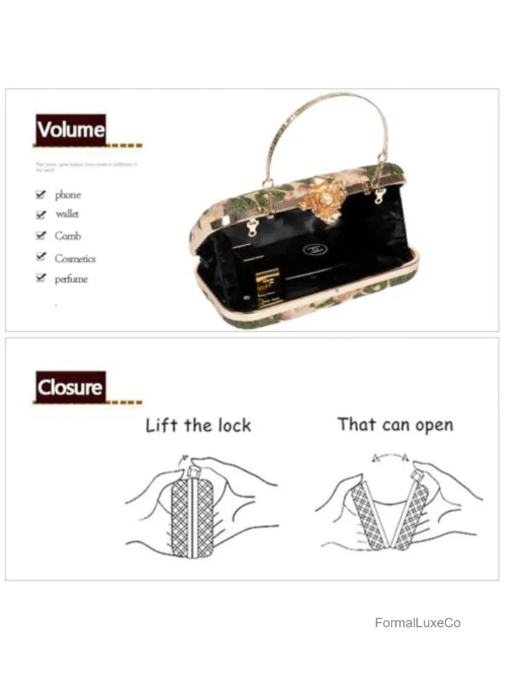 Handmade Evening Bag Floral Embroidered Vintage Clutch with Bead Accents for
